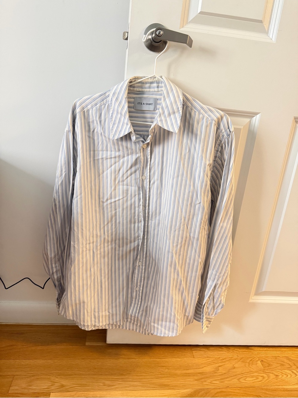 Men's Blue & White Striped Button-Up Shirt